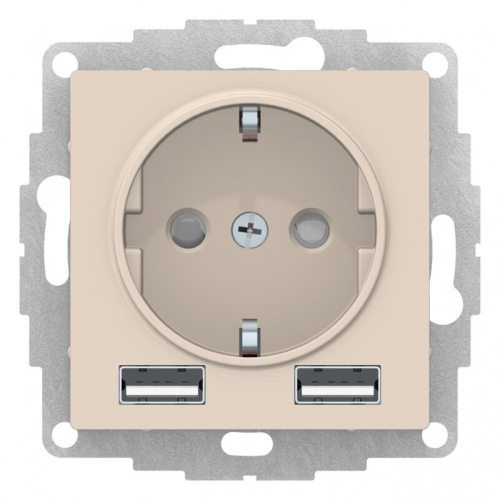 Розетка SO + USB РОЗЕТКА A+A, 5В/2,4А, 2х5В/1,2А, механизм, БЕЖЕВЫЙ