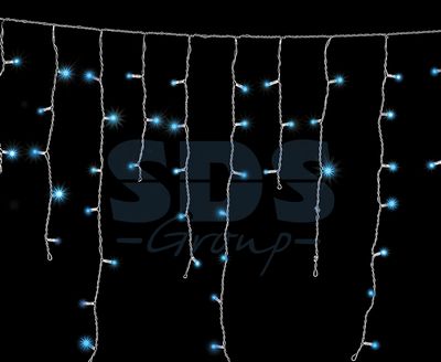 Гирлянда Айсикл (бахрома) светодиодный, 2.4 х 0,6 м,белый провод, 230 В, диоды синие 76 LED