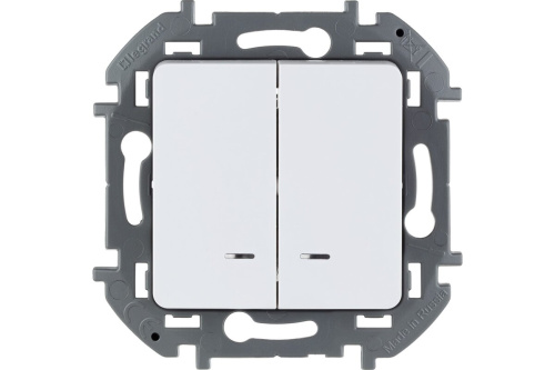 Выключатель двухклавишный с подсветкой/индикацией - INSPIRIA - 10 AX - 250 В~ - белый