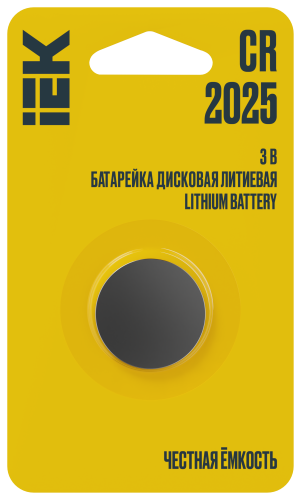 Батарейка дисковая литиевая CR2025 (1шт/блистер) IEK