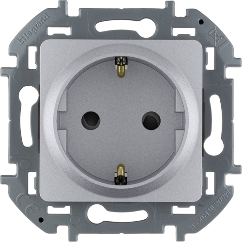 Розетка 2К+З - немецкий стандарт - 16 А - 250 В~ - INSPIRIA - АЛЮМ