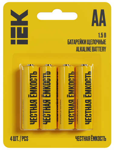 Батарейка щелочная Alkaline LR06/AA (4шт/блистер) IEK