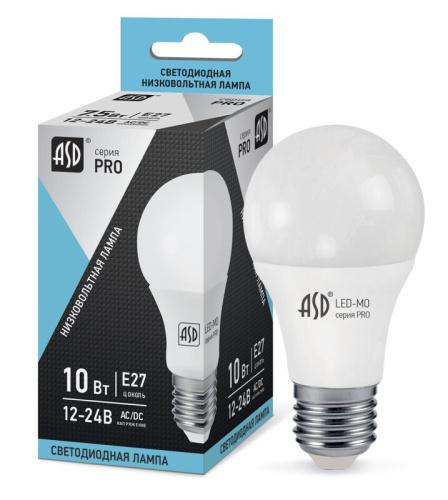 Лампа МО светодиодная низковольтная LED-MO-12/24V-PRO 10Вт 12-24В Е27 4000К 800Лм ASD