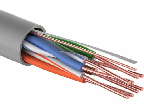 Кабель витая пара U/UTP, CAT5e, PVC, 4PR, 24AWG, внутренний, серый, бухта 305 м PROconnect